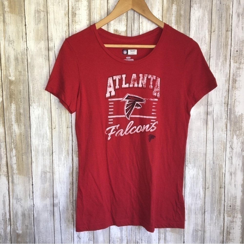 NFL Atlanta Falcons Sideline Tee Women’s Medium Red Graphic Shirt Football Fan